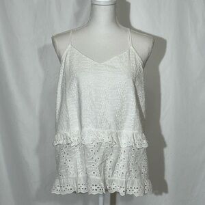 Valentina Naldi Sleeveless Top White Eyelet Lace Made in Italy Women’s Medium